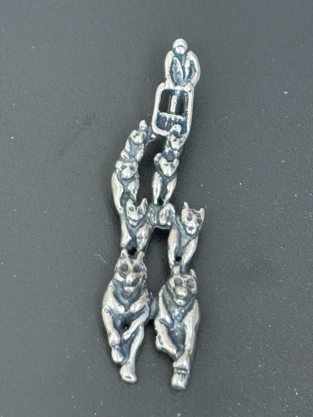 Dog sled team vintage Sterling silver pendant